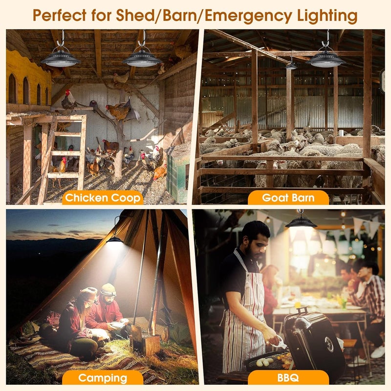 SunBonar Solar Pendant Lights - Indoor/Outdoor, Daytime & Night 3200K/4000K/6000K Solar Shed Light with ON/Off Switch & Remote, Dimmable Hanging Chandelier Lights for Barn Porch Patio Chicken Coop - Image 4
